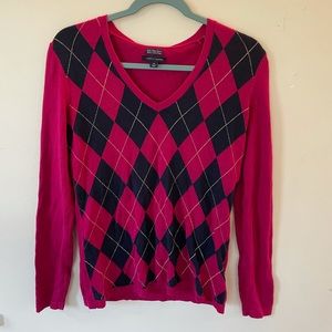 Tommy Hilfiger • Long Sleeve V-Neck Argyle Top